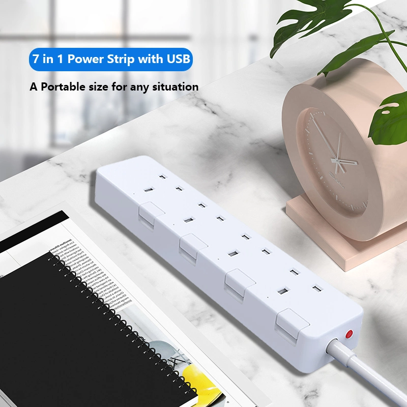 UK Standard 4 Outlet 3USB Extension Lead UK Plug Socket