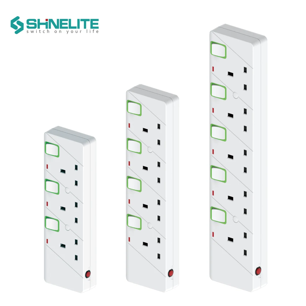 Shinelite 5-Way UK Extension Cables Socket with 3m Wire