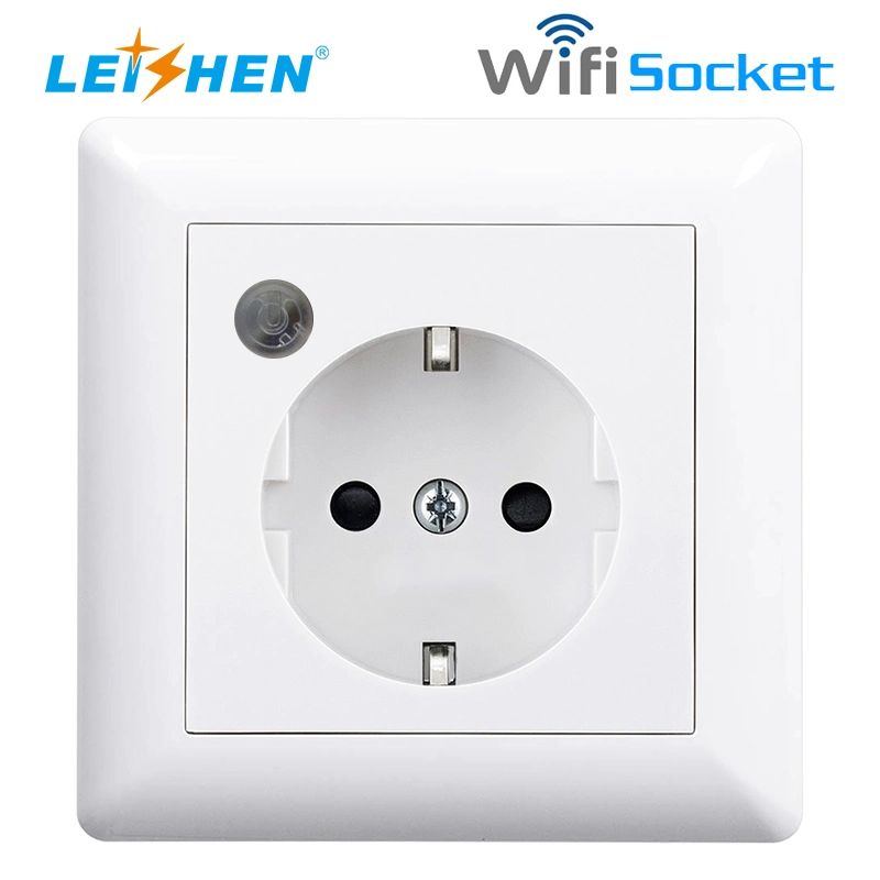 Leishen Sp-8003 Wireless EU Google Home 16A Switch Outlet Tuya Alexa Phone APP Remote Control Schuko EU Style WiFi Smart Wall Socket Smart WiFi Socket