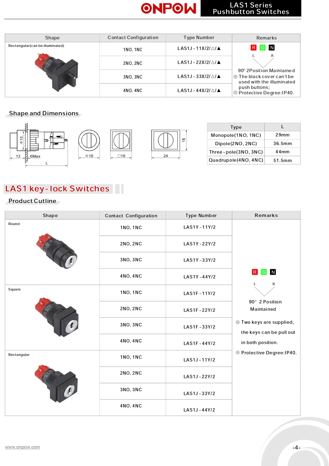 Onpow 16mm Square Push Button Switch (LAS1F-11/JC/G/12V, CE, CCC, UL, VDE, RoHS, REECH)