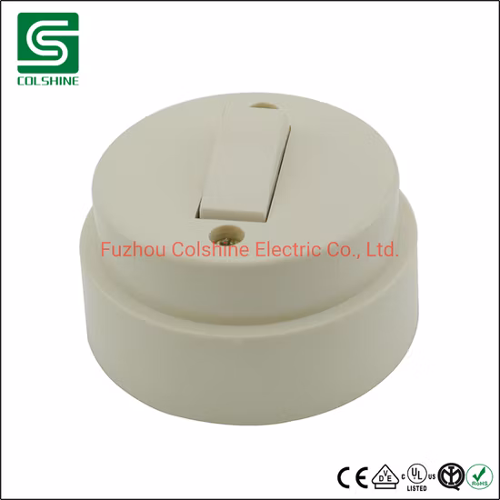 Presa elettrica rotonda a muro e interruttore per montaggio su superficie