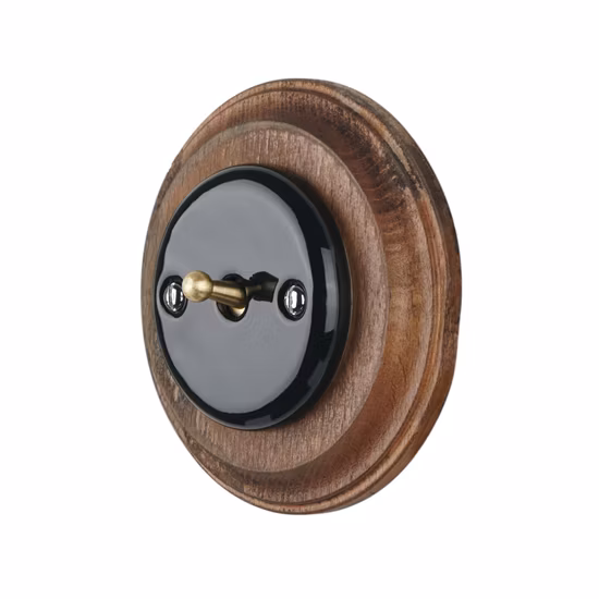 Interruttore a pulsante tondo da incasso a 1 via e 1 via da incasso in porcellana bianca decorata a parete