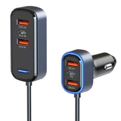 Caricabatterie per auto da 65,5 W QC3.0/Pd3.0/Type-C/Porte di ricarica USB