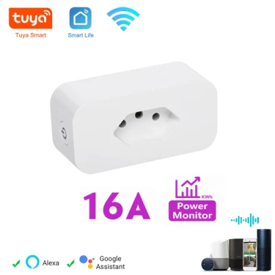 Tuya Alexa Controllo vocale remoto wireless Monitor di alimentazione Presa WiFi per casa intelligente 16A Presa a muro intelligente Brasile